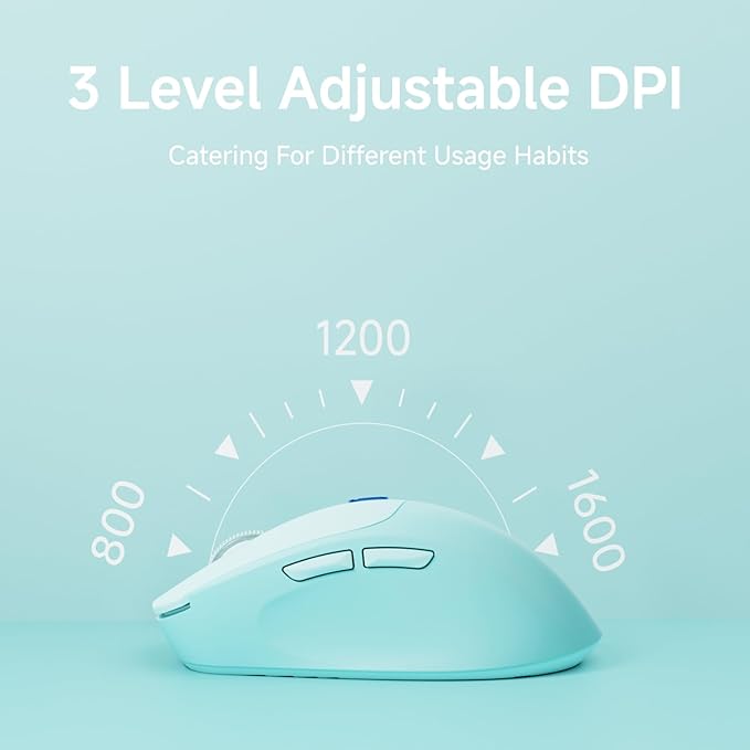 EWEADN Q5 Wireless Mouse, Bluetooth & 2.4G Quiet Computer Mouses with 1600 DPI, Battery Level Display, Ergonomic Office Mouse,6 Button Portable Cute Cordless Mice for Laptop/PC/Mac- Blue