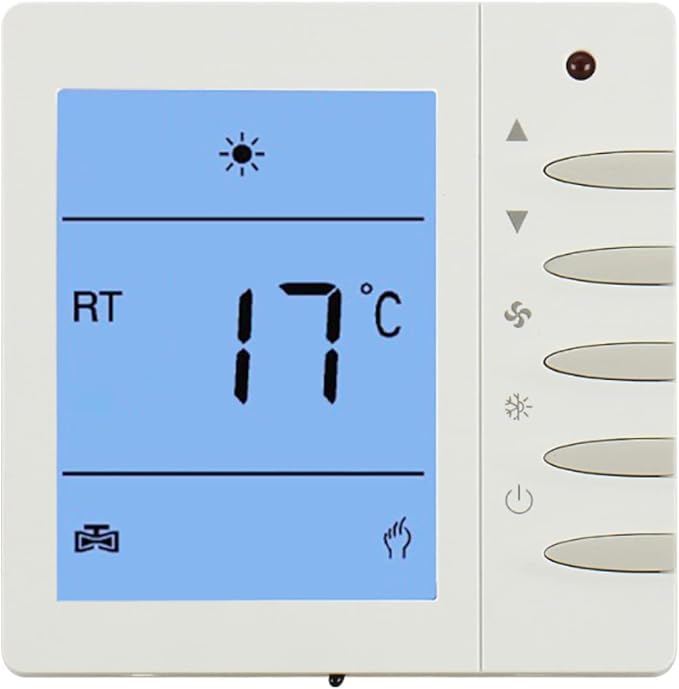 Baomain Programmable Thermostat, LCD Digital, None Battery Powered, AC110-120V D702, Work for Radiant Floor Heating Temperature Controller White