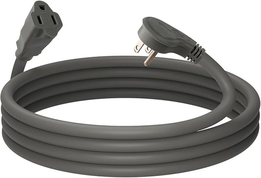 EP 10 Ft Flat Plug Extension Cord, 16 AWG 3 Prong Grounded Grey Low Profile Extension Cable for Indoor