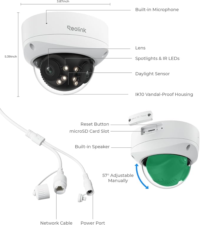 REOLINK Duo 3V PoE, 16MP UHD Dual-Lens PoE Security Camera with 180° Panoramic, Motion Track, Color Night Vision, Smart Detection, 2 Way Talk, IK10 Vandal-Proof, IP67 Weatherproof, No PT Supported