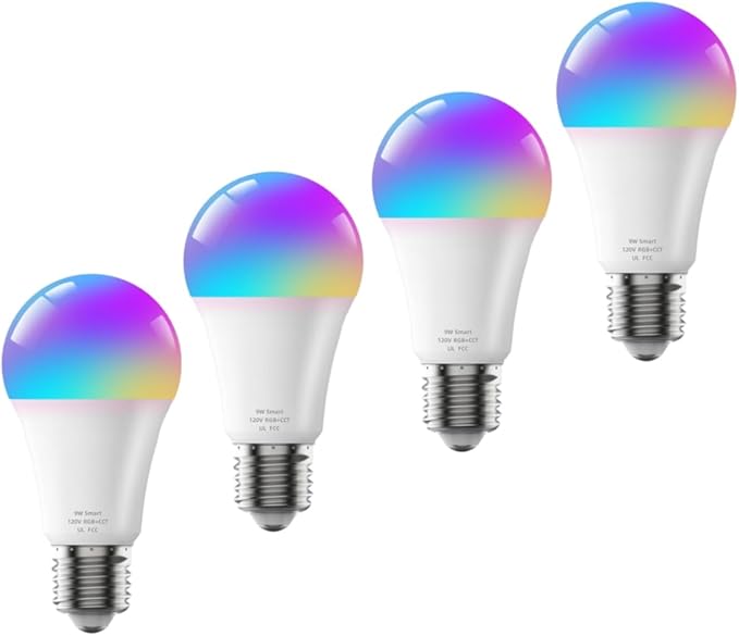 Smart LED Bulbs, Bluetooth Light Bulbs, RGB+CCT Color Changing Light Bulbs with App Control, A19, E26, 10W Music Sync and 8 Scene Mode for Living Room Bedroom Party (Not Support WiFi/Alexa) (4)