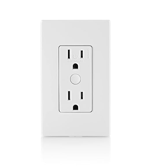 Leviton Decora Smart Outlet, Tamper-Resistant 15A, Wi-Fi 2nd Gen, Works with My Leviton, Alexa, Google Assistant, Apple Home/Siri & Wire-Free Companions for Switched Outlet, D215R-2RW, White