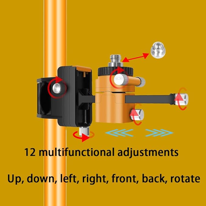 Laser Level Pole with Tripod with multifunctional gimbal,13.8 Ft./4.2M Pole &3.9 foot/1.2M retractable tripod with 5/8 and 1/4 conversion screws, for Rotary and Line Laser Level