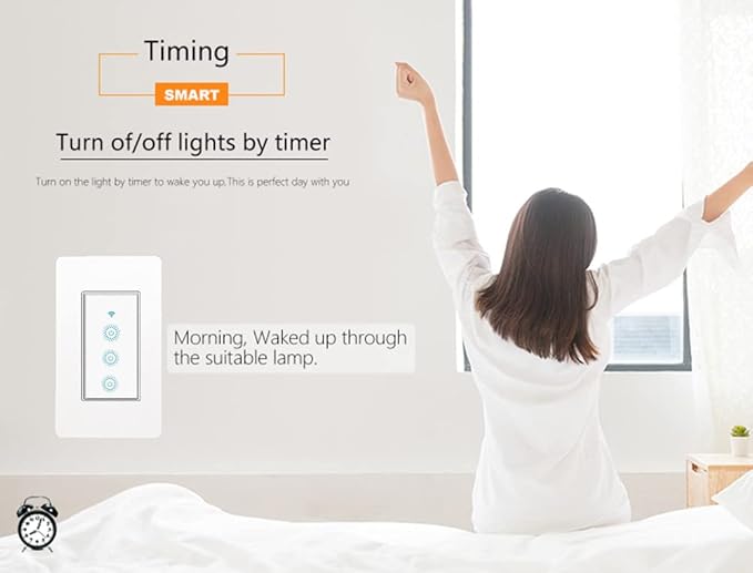 Nexete Smart Triple Light Switch, Remote Voice Control, Compatible with Alexa & Google Assistant, Neutral Wire Required (1-Pack)