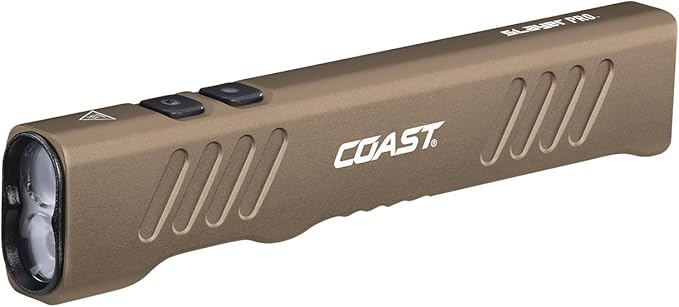 Coast Slayer 1150 Lumen USB-C Rechargeable LED Flashlight with Spot/Flood, Memory Mode and Pocket Clip, Dune