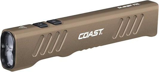 Coast Slayer 1150 Lumen USB-C Rechargeable LED Flashlight with Spot/Flood, Memory Mode and Pocket Clip, Dune