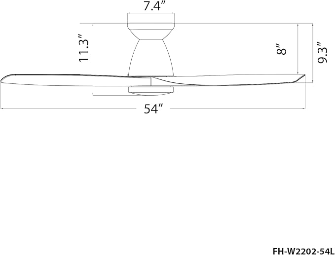 Skylark Smart Indoor and Outdoor 3-Blade Flush Mount Ceiling Fan 54in Matte Black with Adjustable CCT 2700K-3000K-4000K-5000K LED Light Kit and Remote Control works with Alexa and iOS or Android App