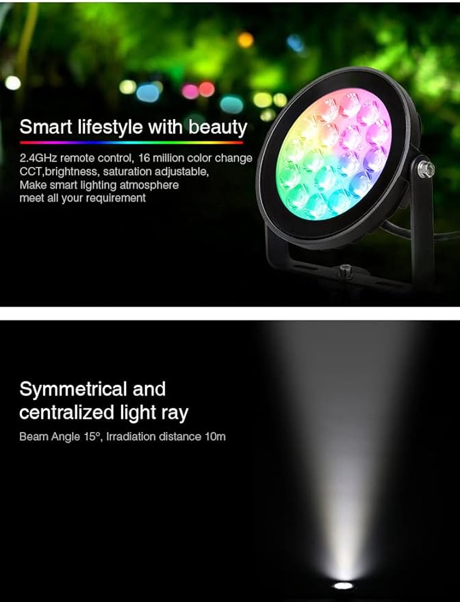 LGIDTECH FUTC01 Miboxer 9W RGB+CCT DC 24V Outdoor LED Garden Spotlight 16 Million Colors Changing,Color Temperature Adjustable