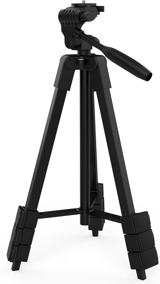 Laser Level Tripod,1/4"-20 Thread Mount,18" Lightweight Aluminum Portable Adjustable Tripod with 3-Way Flexible Pan Head, Bubble Level, Non-Skid Feet, Carrying Pouch Included,Black
