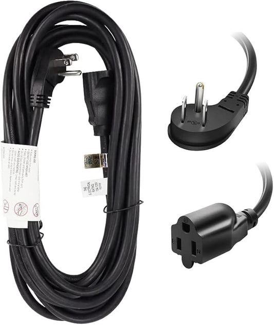EP 25 Ft Flat Plug Extension Cord, 16 AWG 3 Prong Grounded Black Low Profile Extension Cable for Indoor, UL Listed