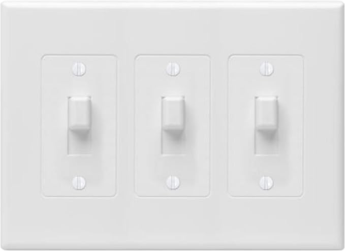 TayMac 2673W 3-Gang MASQUE Decorator Cover, Toggle, White