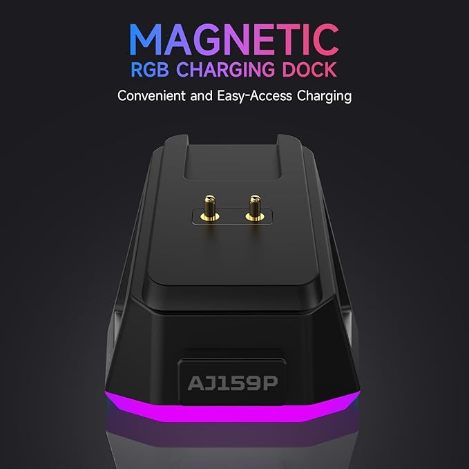 AJAZZ AJ159P Wireless Gaming Mouse with RGB Charging Dock, PAW3395 26K DPI Sensor, 56G Lightweight Ergonomic Mouse, 5 Programmable Buttons, 80 Million ASIN Switch