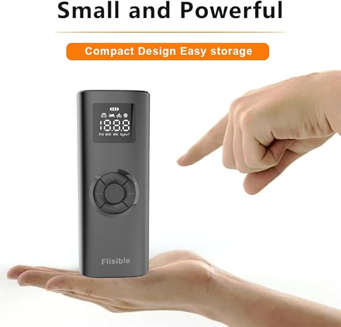 Air Compressor Portable Tire Inflator, 9000mAh Electric Air Pump, 150PSI Bike Pump Cordless Fast Inflate with Pressure Gauge & LED Light & LCD Display for Cars, Bikes, Balls, Motorcycles,Black