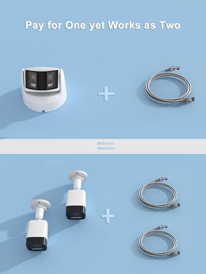 Anpviz 4K PoE Dual Lens Security Camera Outdoor Full Metal Housing, 180 Degree Wide Angle, 8MP Panoramic IP Camera with Human/Vehicle Detection, Two Way Talk, Built-in MicroSD Card Slot (H Series)