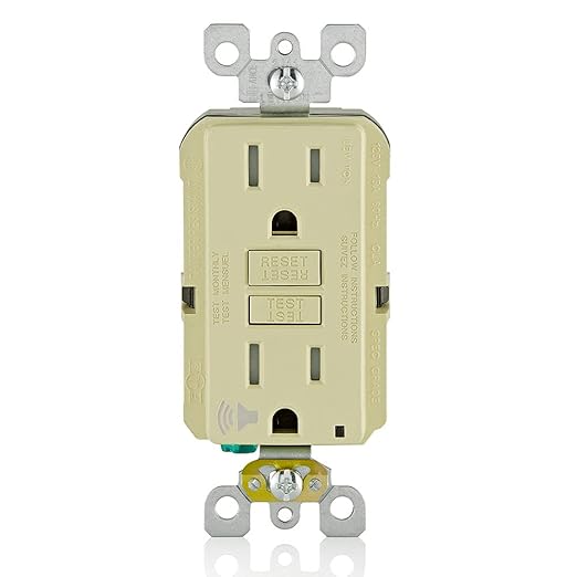 Leviton Outlet with Audible Alarm, 15 Amp, Self Test, Tamper-Resistant with LED Indicator Light, Great for Refrigerators in Garages, GFTA1-I, GFCI, Ivory