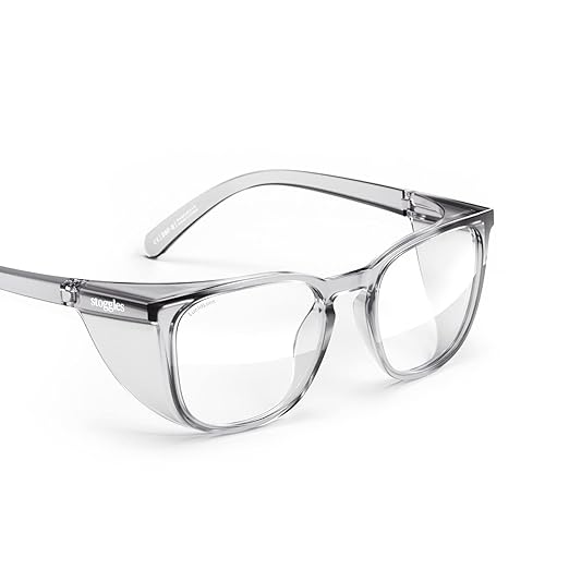 Stoggles Square Z87.2 Certified Polycarbonate Small Fit Safety Glasses, Scratch & Shatter-Proof, Blue-Light & UV Blocking Lens, Top & Side Shields, Anti-Fog Dip Coated, Protective & Stylish Eyewear