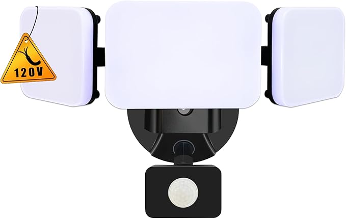 EMANER Motion Activated Security Light, Outdoor Floodlight Dusk to Dawn & Motion Sensor Adjust, Daylight Frosted Lens, ETL Listed 45W Wired Wall Light for Entryway/Yard/Garden, (1-Pack, Black)