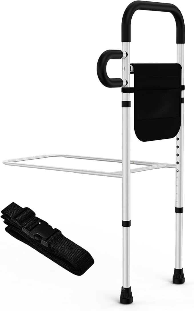 Bed Rails for Elderly Adults Safety - Adjustable Bed Assist Rails for Full Size Bed, Portable Bed Cane for Seniors With Storage Pocket, Hold Up to 300 Lbs, Easy Setup, Bedside Safety and Stability