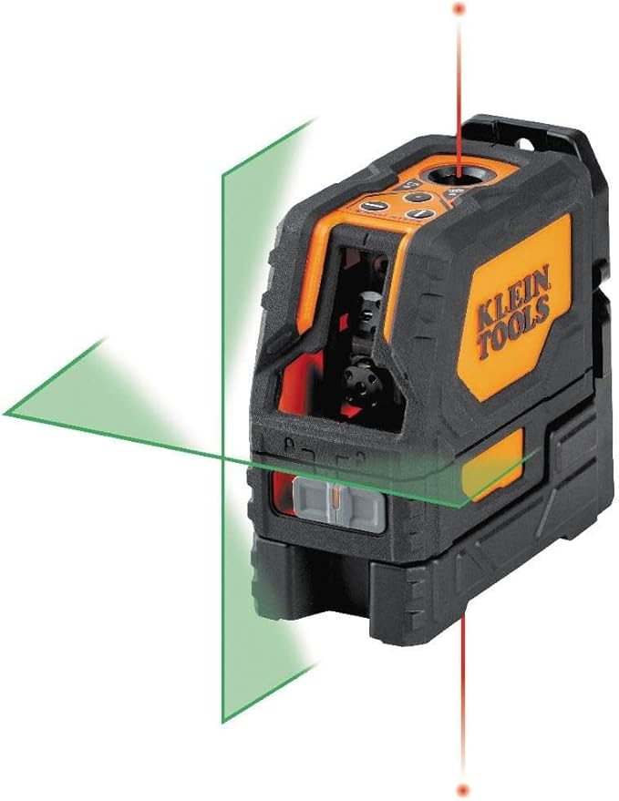 Klein Tools 93LCLGR Self-Leveling Laser Level, Rechargeable, with Bright Green Cross-Lines and Red Plumb Spot, Magnetic and Ceiling Clamp Mounting