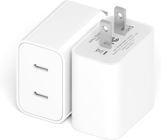 USB C Charger Block,2Pack Dual PD Port Type-C Fast Travel Charging Plug Power Adapter Compatible with iPhone 16 Pro Max/16 Pro/16 Plus/16/15/14/13/12/11/SE/XS/iPad/iWatch and More