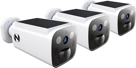 Night Owl® 2K Battery Solar Powered Camera with Spotlight and 2-Way Audio - 3 Pack - White