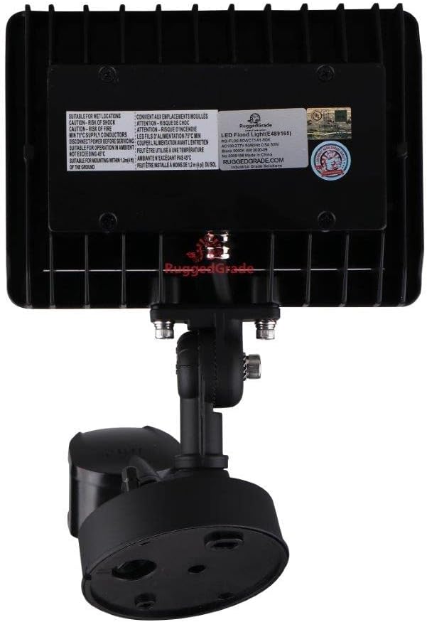 RuggedGrade 50W LED Flood Light | Kivo II Series | 7,150 Lumens | 3000K/4000K/5000K | Outdoor Waterproof Security Light | Knuckle Conduit Mount with Motion Sensor & Junction Box | DLC 5.1 Premium