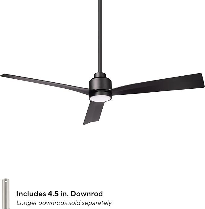 WAC Smart Fans Clean Indoor and Outdoor 3-Blade Smart Home Ceiling Fan 52in Matte Black with 3000K LED Light Kit and Remote Control works with Alexa and iOS or Android App