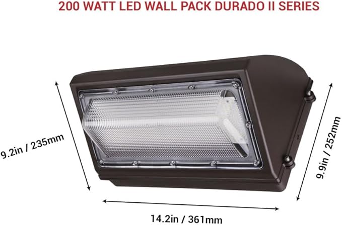 RuggedGrade 200W LED Wall Pack - Durado II Series - 26,000 Lumens - Semi Cut-Off - 5000K Bright White - Outdoor LED Wall Light - DLC 5.1 Premium