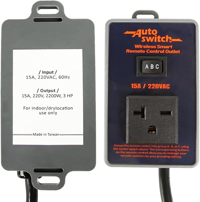 O'SKOOL Remote Control Wireless Electrical Outlet Switch, 433M Transmitter 220V Plug (Battery Included)