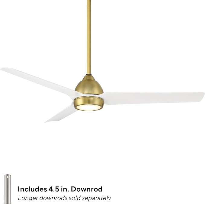 Mocha Indoor and Outdoor 3-Blade Smart Home Ceiling Fan 54in Soft Brass Matte White with 3000K LED Light Kit and Remote Control works with Alexa and iOS or Android App