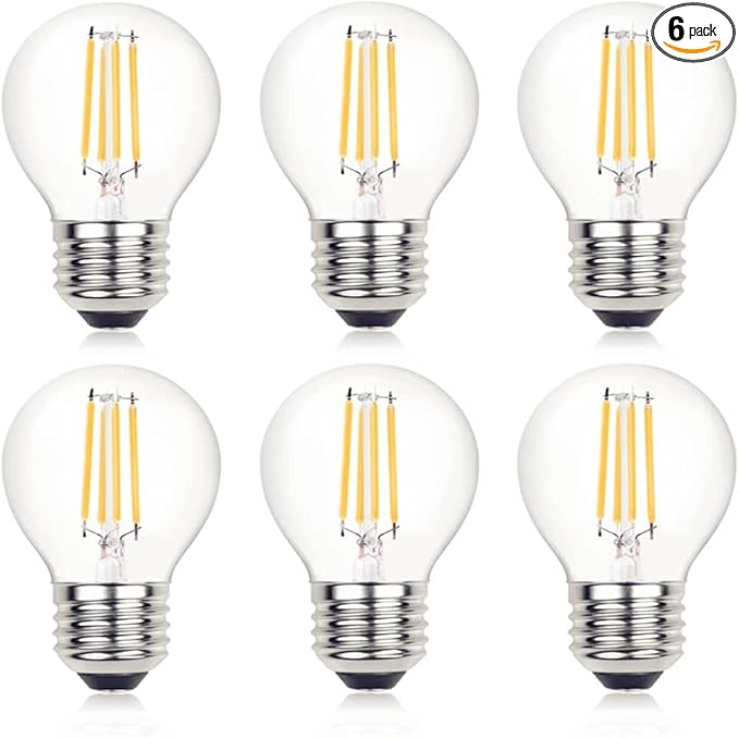LED Edison Bulbs, Dimmable 4W G45 2700 Kelvin E26 LED Bulb, 40W Incandescent Equivalent Warm White Light Bulb for Tiffany Large Table Lamp, Home Pendant Light, Ceiling Fans (6 Packs)