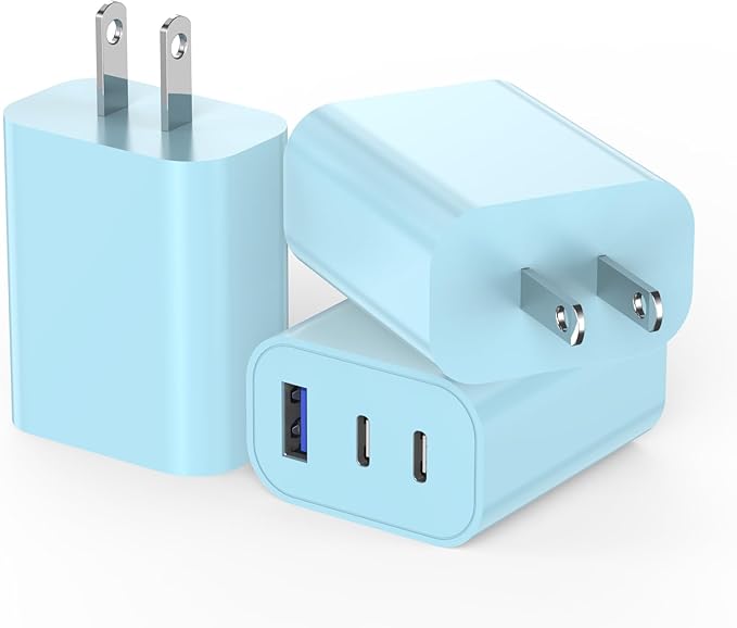 USB C Fast Charger Block 35W, 3-Pack PD Wall Charger for Apple iPhone 17 Fast Charging, Multiport Type C Charging Block for iPhone 17/17 Air/17 Pro/17 Pro Max/16/15/14/13/12, iPad Pro, iPad Air, iPad