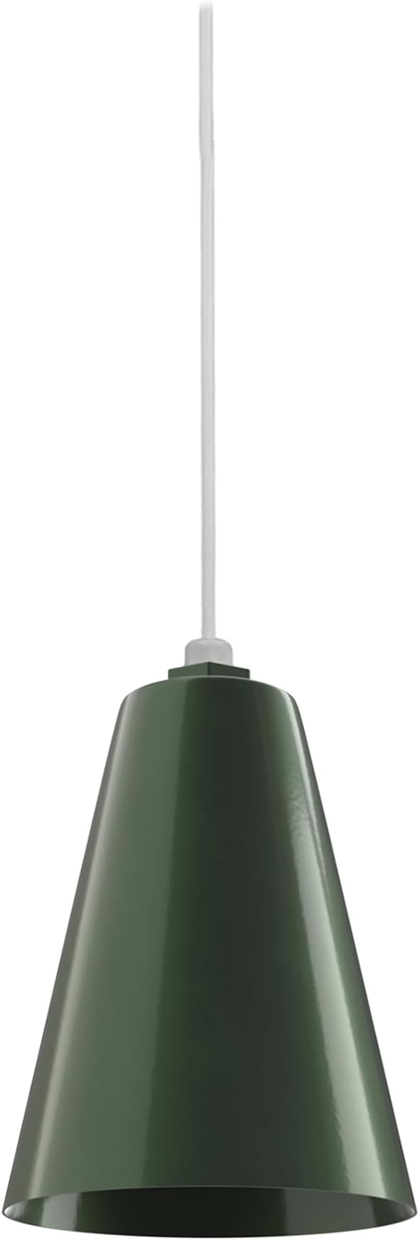 Steel Lighting Co. Laurel Pendant Light | Ceiling Mounted | 8.5 inch Cone Shade | Modern Contemporary Farmhouse Style Made in America | White Cord | Hunter Green Exterior/Hunter Green Interior