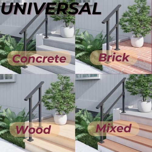 CHR Fence & Rail Hand Rails for Outdoor Steps, 4 Step Handrail & Indoor Stair Railing Kit, Railings for Outdoor Steps and Hand Rails for Seniors for Porch Railing & Deck Hand Rail, 3-4 Step Railing