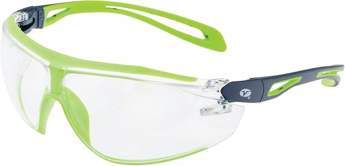 Veratti Encounter Safety Glasses, Anti-Fog Clear Lens, ANSI Z87.1 Certified, Dielectric Gray/Green Frame, Impact Resistant