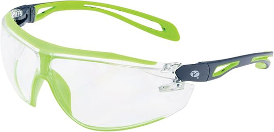 Veratti Encounter Safety Glasses, Anti-Fog Clear Lens, ANSI Z87.1 Certified, Dielectric Gray/Green Frame, Impact Resistant