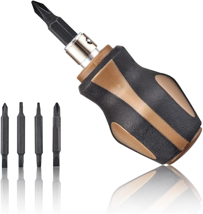 Spec Ops Tools Stubby Screwdriver, 9-in-1, Includes 4 Double-Sided S2 Steel Bits, Magnetic, 3% Donated to Veterans Black/Brown