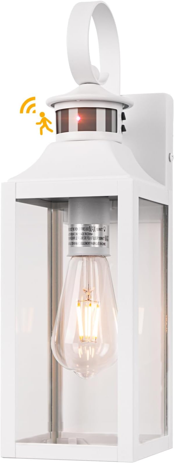 White Motion Sensor Outdoor Light, 16" Dusk to Dawn Outdoor Lighting, Exterior Wall Sconce Waterproof, Large Outside Lamps for House, Modern Wall Mount Porch Lanterns 3 Modes