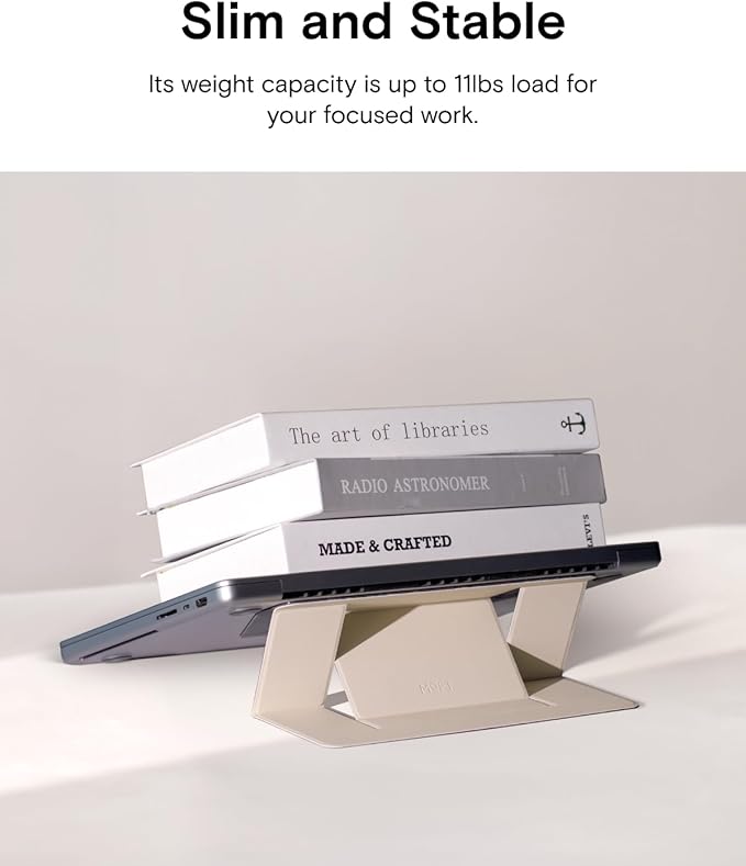 MOFT Laptop Stand for Desk, Adhesive MacBook Computer Stand with 2 Adjustable Viewing Angles, Foldable and Portable Laptop Riser Compatible with 11"-16" Laptops, Starry Grey(Adhesive Version)