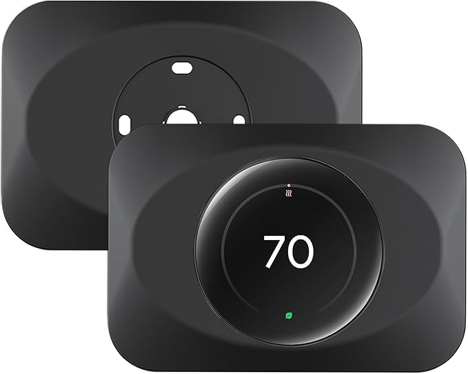 Nest Thermostat Wall Plate Cover Replacement Compatible with Google Nest Learning Thermostat (4th Gen), Practical Nest Learning Thermostat 4 Trim Kit, Snap fit Design (Black, 2 Packs)