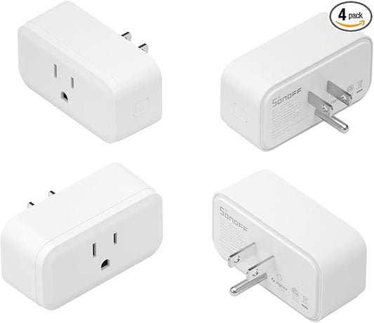 SONOFF Zigbee Smart Plug with ETL Certified, S40 Lite 15A Outlet, Zigbee Repeater, Works with SmartThings and Amazon Echo Plus, Hub Needed for Amazon Alexa 4-Pack