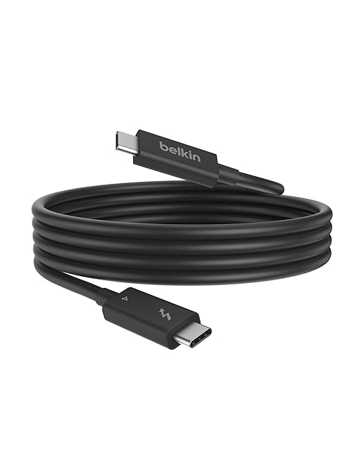 Belkin Thunderbolt 4 Cable (1M, 3.3ft Power Cable), USB-C to USB-C Cable w/ 100W Power Delivery, USB 4 Compliant, Compatible with Thunderbolt 3, MacBook Pro, eCPU & More - Intel Thunderbolt Certified