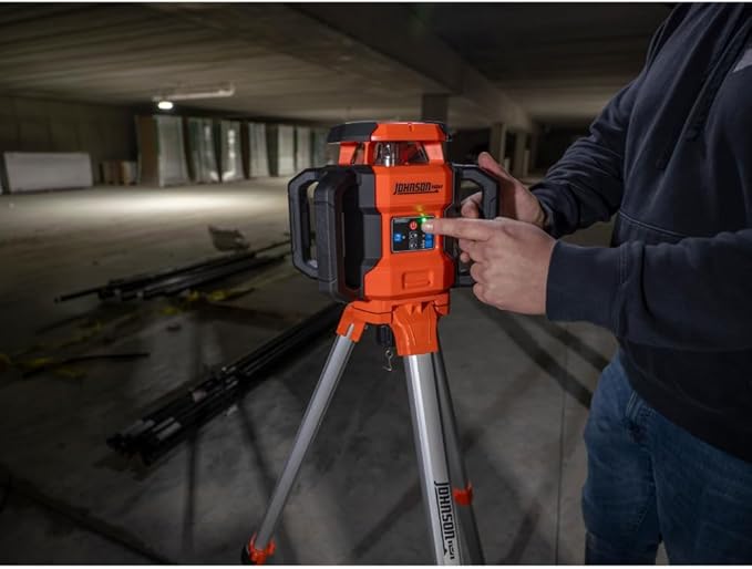 Johnson Level & Tool JRT300-RDHV-S Self-Leveling Red Dual Slope Rotary Laser System, 4,000FT Range, Lithium Ion Batteries, Magnetic Target, Laser Detector, Remote Control, Tripod and 13 FT Grade Rod
