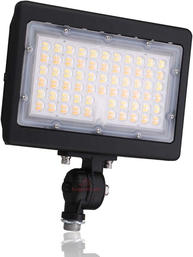 RuggedGrade 80W LED Flood Light | Kivo II Series | 11,600 Lumens | Color Selectable 3000K/4000K/5000K | Outdoor Waterproof Security Light | Knuckle Conduit Mount | DLC 5.1 Premium