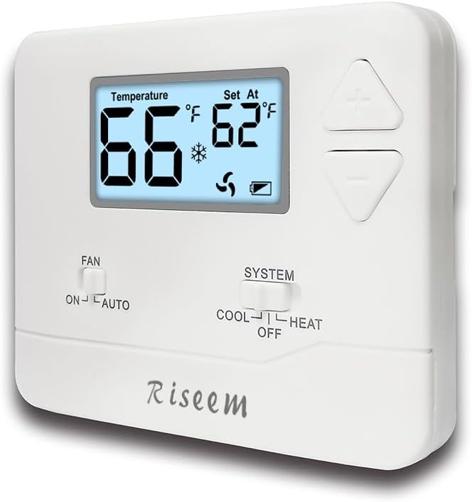 NonProgrammable Thermostat for Home, Single-Stage Systems,Digital Energy-Saving Thermostat,1 Heat/1 Cool, Easy DIY Install,White Backlight