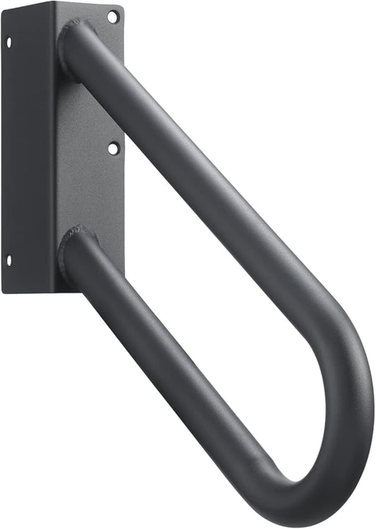 Hold Tight Handrails Steel Jamb-Mount Handrail - Heavy Duty Stair Railing for Decks, Porch, Mobile Homes, Short Stairway - Weatherproof & Non-Slip Powder Coated Finish - [Right Handed], [18"], [Black]