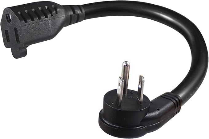 [1 Pack] Flat Plug Short Power Extension Cord - 6inch Black Low Profile Flat Head 3 Prong Grounded Indoor Extension Cord,16AWG 13amp Household Appliance Electrical Extension Cord with Flat Wall Plug