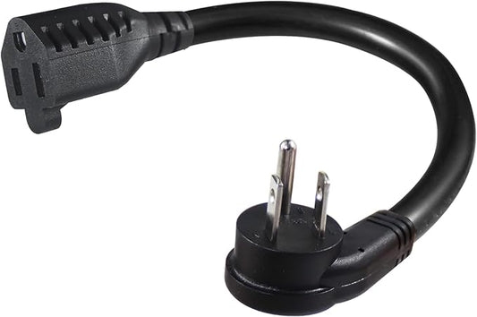 [1 Pack] Flat Plug Short Power Extension Cord - 6inch Black Low Profile Flat Head 3 Prong Grounded Indoor Extension Cord,16AWG 13amp Household Appliance Electrical Extension Cord with Flat Wall Plug
