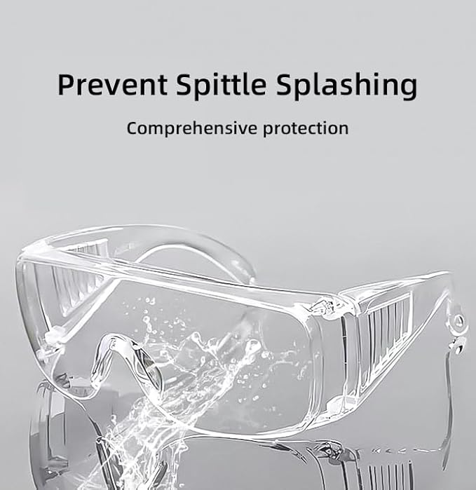 JING LEI Safety Glasses Anti Fog Goggles Vented Sides Shields Transparent PC Frame Spectacles for Lab Medical and Daily Use