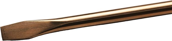 Non-Sparking 3/8 Inch Slotted Flat Screwdriver, Beryllium Bronze Copper Non Spark, 8 Inch Working Length, Spark Free Safety, Non-Magnetic and Corrosion-Resistant